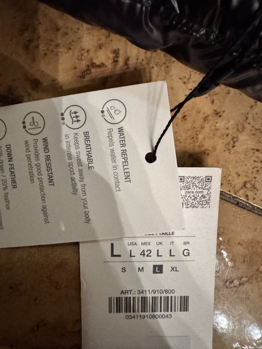 Жилетка зара Пухова 100% ПІР'Я ЧОРНИЙ | 3411/910/800