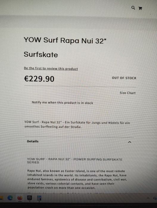 Yow surf skate 32" rapa nui