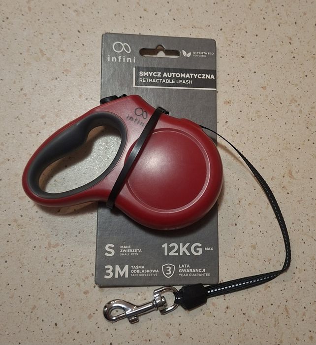Smycz automatyczna Infini czerwona