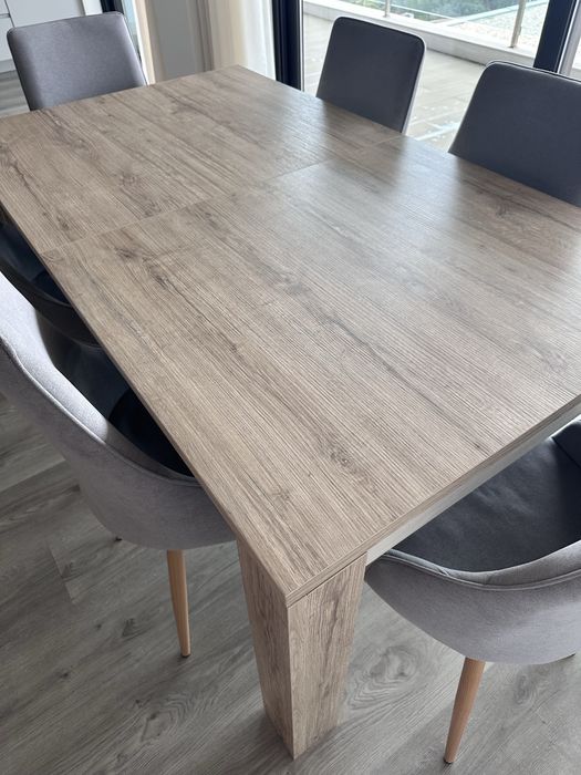 Mesa de jantar extensível 6/8 pessoas + 6 cadeiras