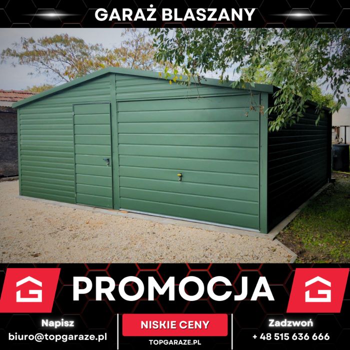 Garaż blaszany garaz z pomieszczeniem gospodarczym 5x5m zielony
