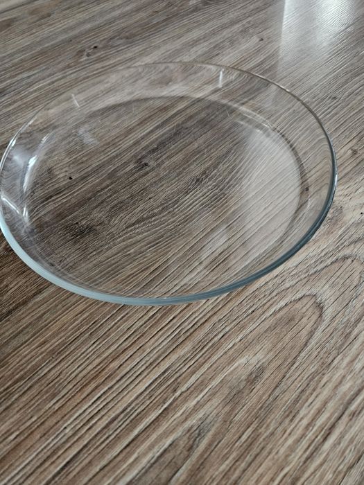 Szklany płaski duży talerz patera duka