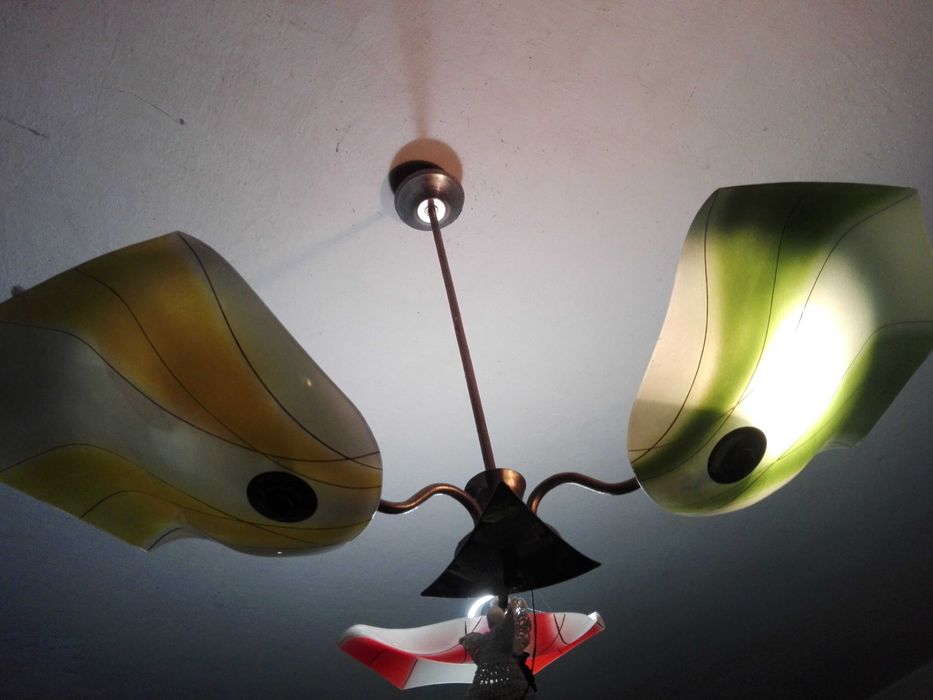 Lampa same trzy klosze PRL ardeco