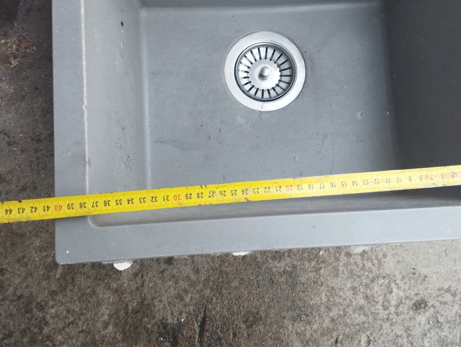 Zlew dwukomorowy szary