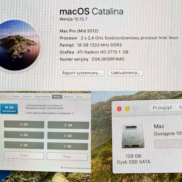 Mac Pro (Mid 2012 r.) 5.1 2x (6x2.4) /18GB/128GB/HD5770.1GB/