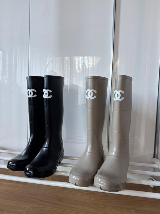 Kalosze chanel 38 czarne bezowe