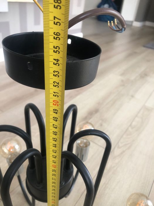 Lampa Wisząca Czarno-Srebrna z Żarówkami.