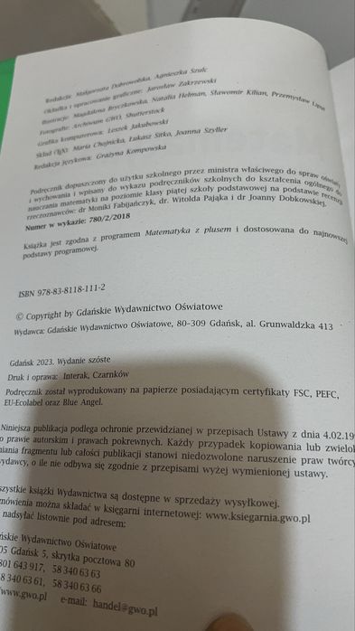 nowy Podręcznik matematyka z plusem klasa 5 gwo