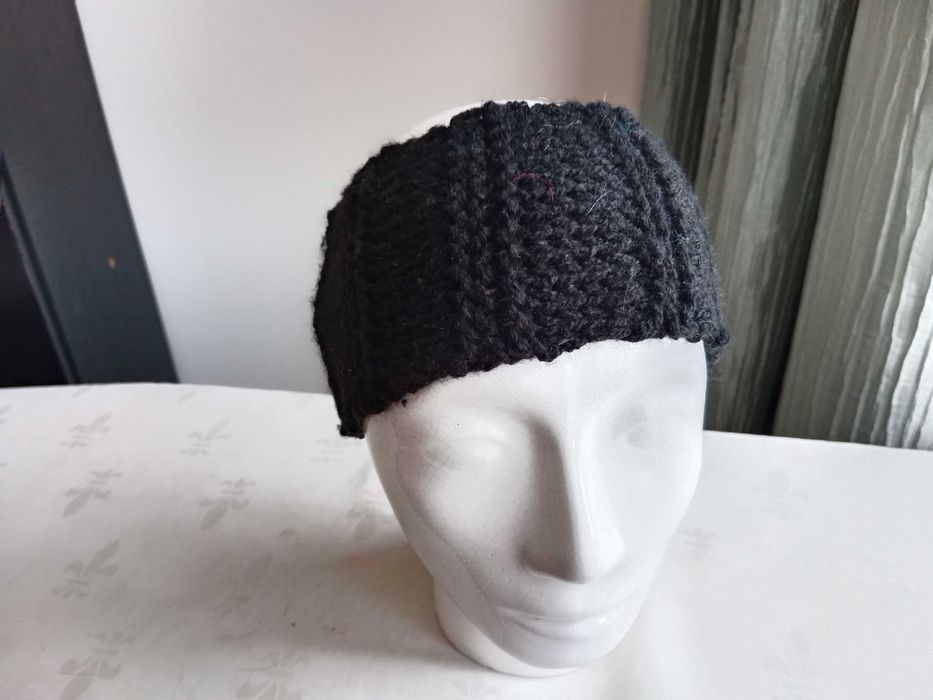 Opaska na głowę czapka handmade czarna unisex