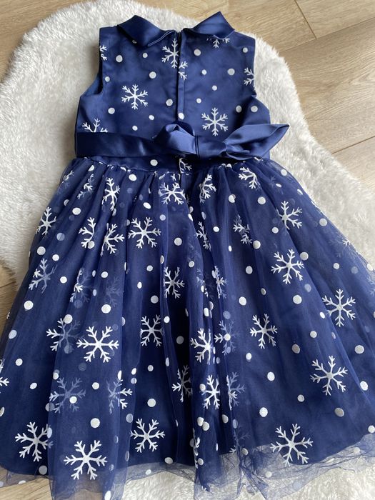 Sukienka granatowa dziewczęca świąteczna SHEIN 116 cm jak nowa śnieżki
