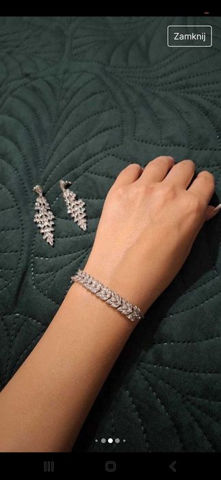 Biżuteria ślubna kolczyki i bransoletka