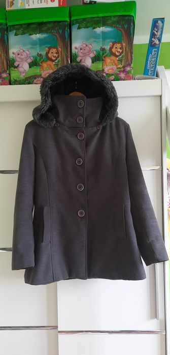 Szary Klasyczny Płaszcz r.L/XL