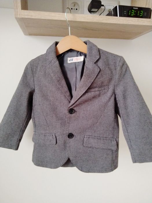 Marynarka chłopiec H&M 92 szary melanż, ciemna wesele