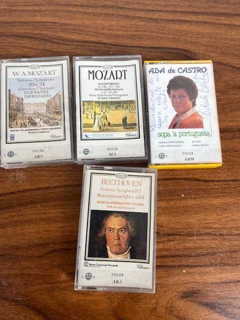 Cassetes Bettoven, Mozart e Ada de castro