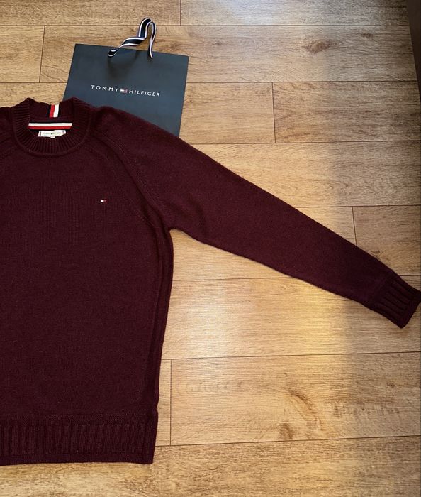 Женский шерстяной свободный свитер Tommy Hilfiger !Оригинал,бургунди