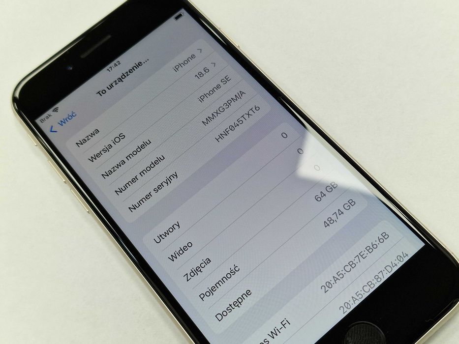 Iphone SE 2022 5G/ 64GB/ Starlight/ BAT 83%/ Grade A/ Gwarancja + łado
