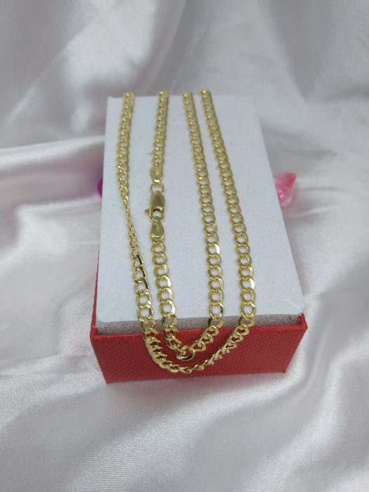 Piękny złoty łańcuszek pancerka, złoto próby 585, dł. 46 cm