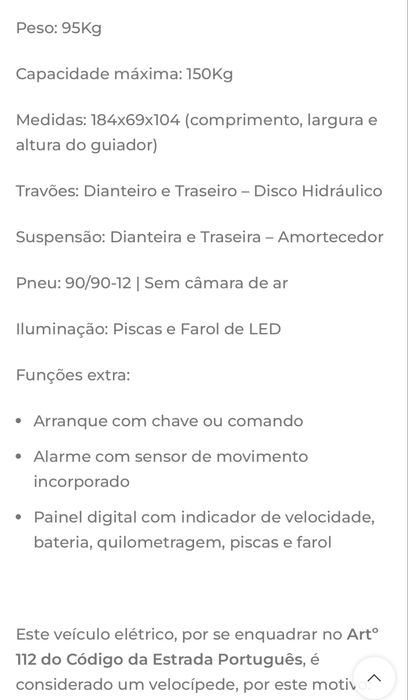 Moto elétrica em bom estado