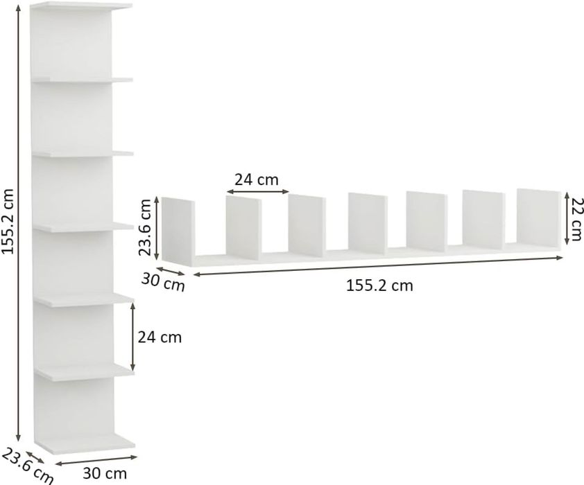 Nowoczesny regał ścienny ComfortCove z 7 półkami