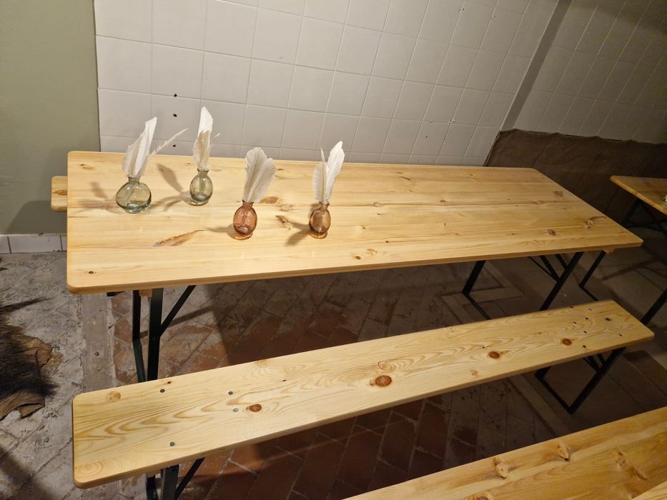 Zestaw biesiadny, ławy i stoły premium- stan nowe!