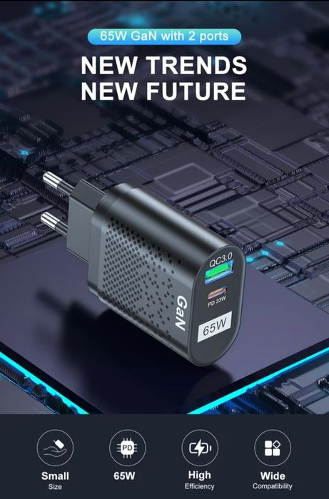 Ładowarka 65W do smarfona, macbooka lub laptopa