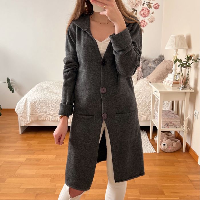 Sweter kardigan FTC Cashmere prawie 100% kaszmir M repeat z kapturem