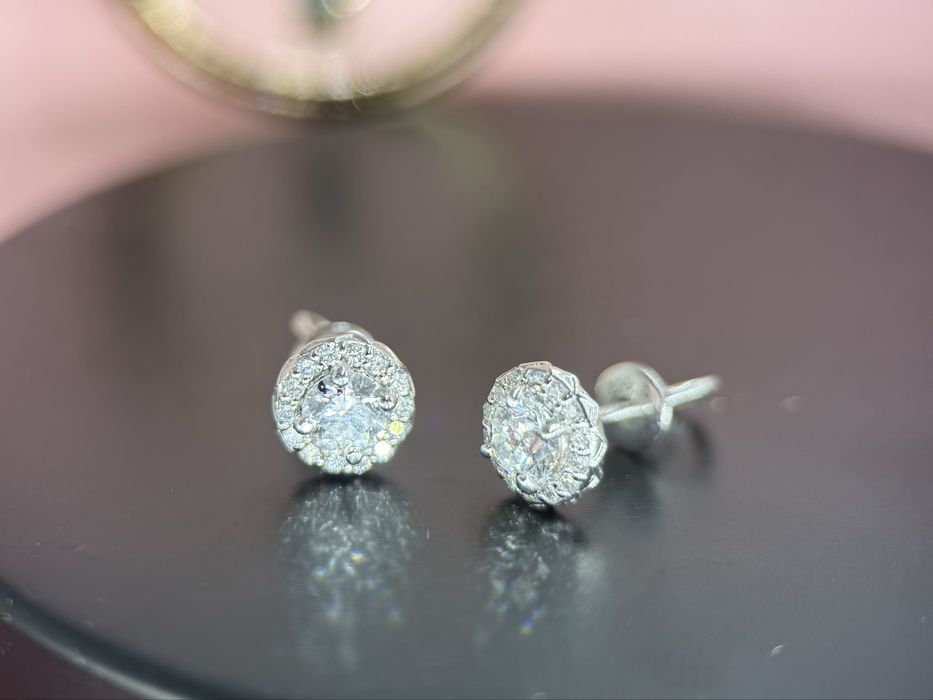 Сережки з діамантами GIA 1.08ct золото 585 бриллианты