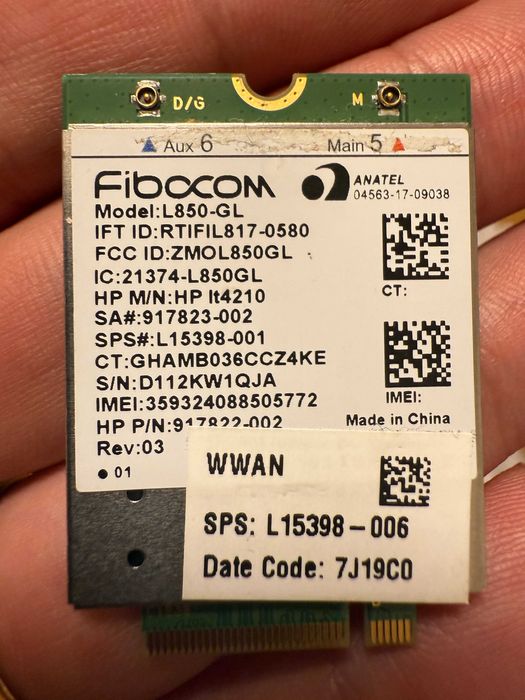 Placa 4G LTE L850-GL64738115255811122