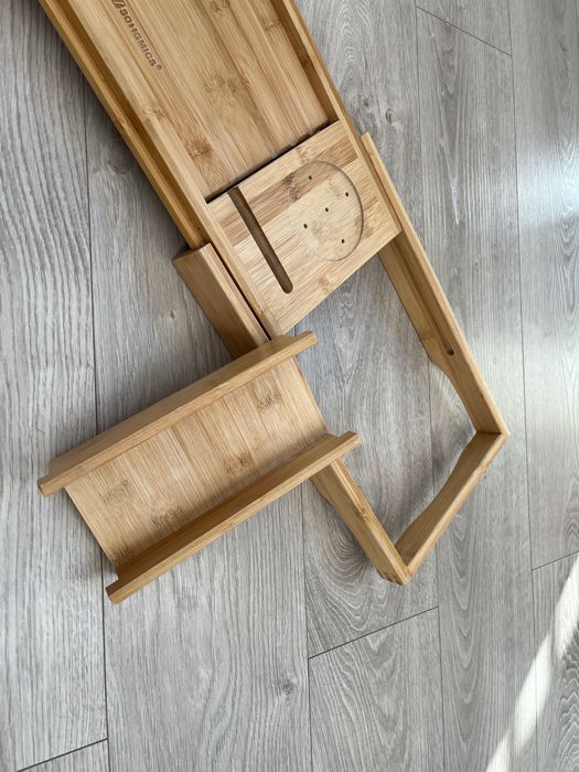 SONGMICS BCB88Y wysuwana półka na wannę z bambusa