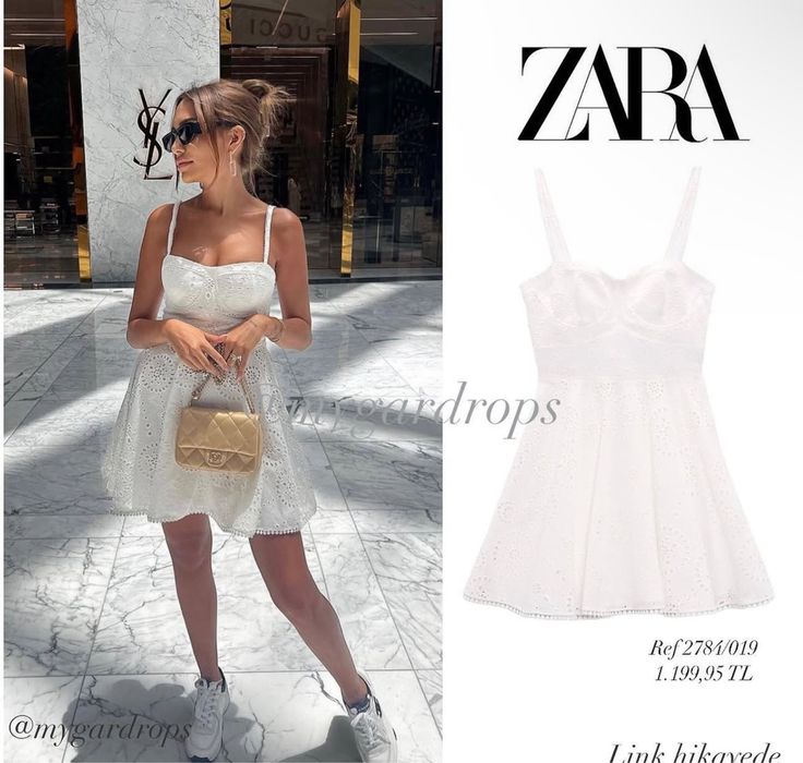 Біле коротке плаття на бретелях zara з прошви