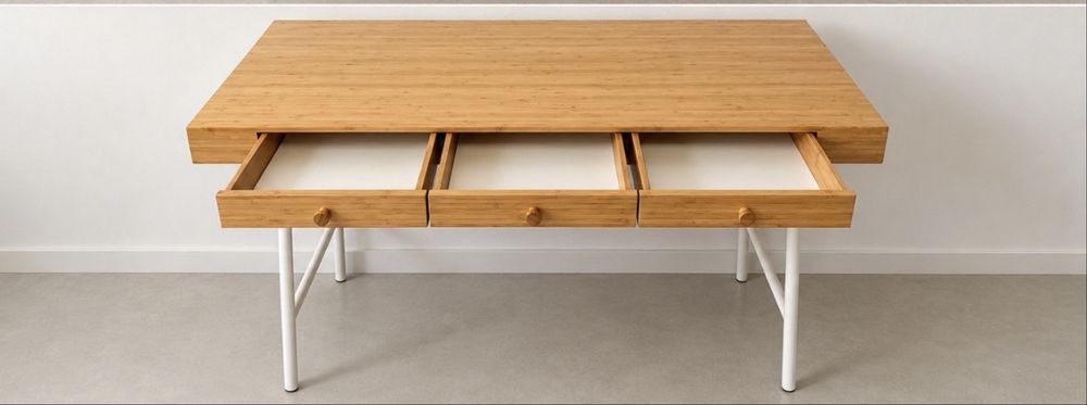 Secretária IKEA LILLÅSEN em bambu com 3 gavetas