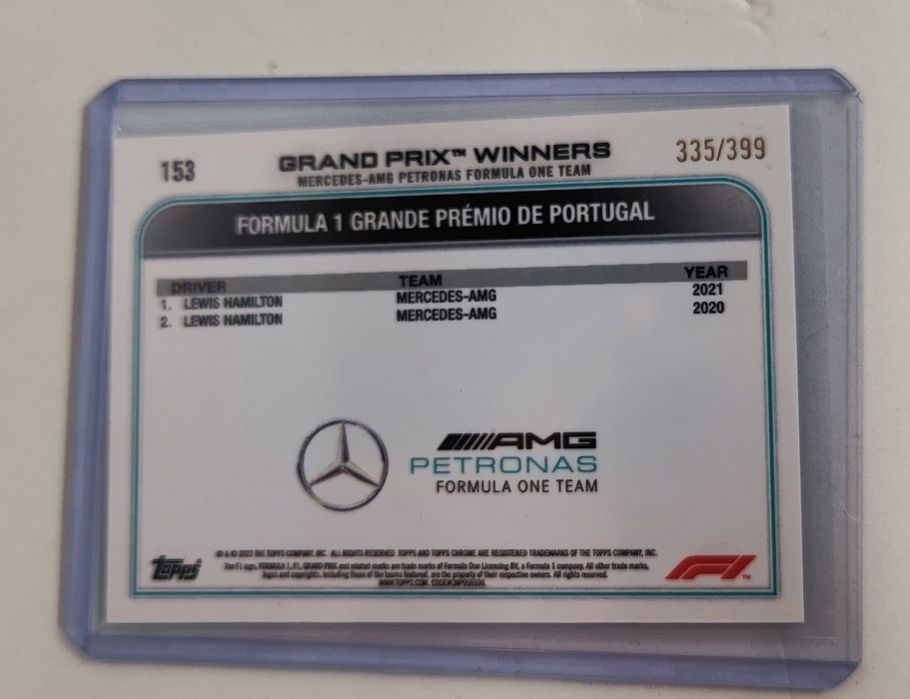 12 Cartas Topps Chrome F1 + 3 Numeradas
