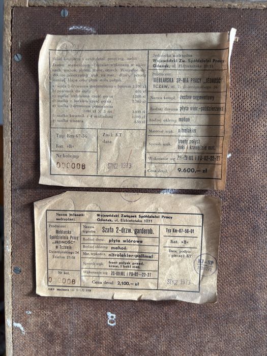 Szafa PRL „Jedność” Tczew, mahoń 1973 r.