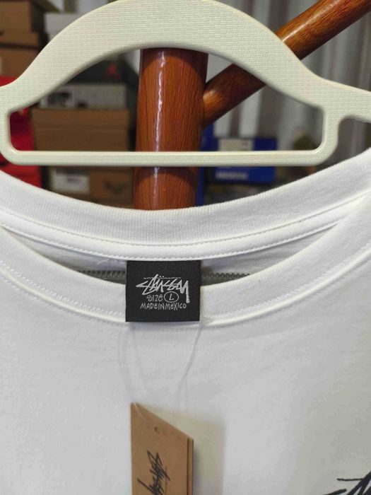 Stussy,Męska biała koszulka z nadrukiem letnim, rozmiar L