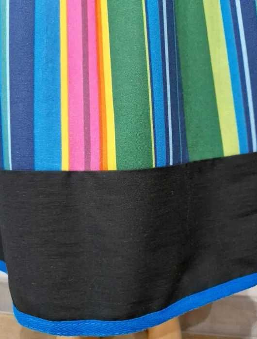 Spódnica ludowa, pasiak zielony z czarno niebieskim wykończeniem M(38)