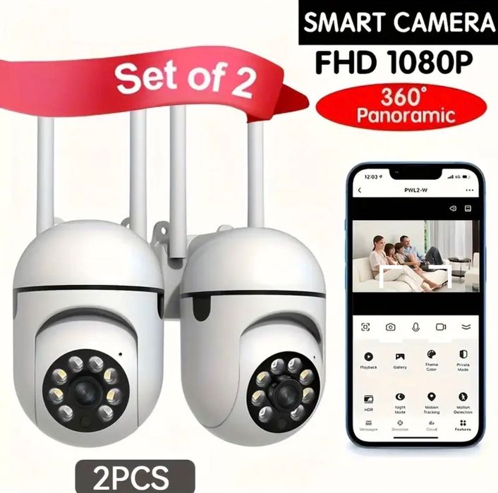 2 шт. YIIYRY Розумна камера безпеки 1080P HD + SD картка на 64+адаптер