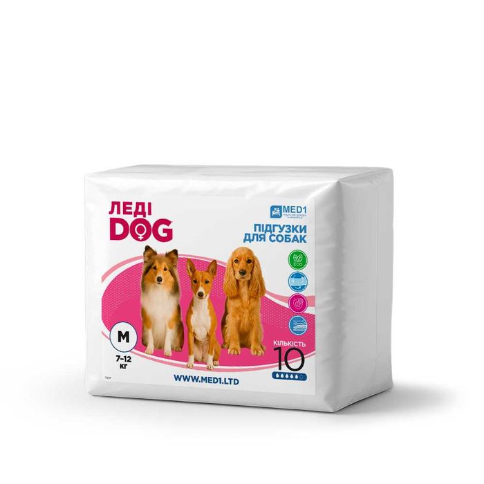 Підгузки для собак Леді Дог, розмір M (10 шт. в упаковці) MED1-LD-M
