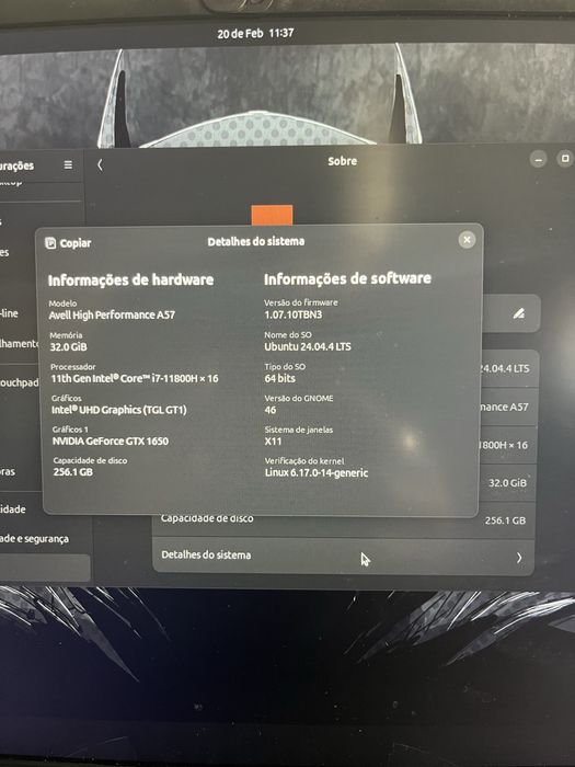 Portatil Notebook Gamer Avell A57 – 32Gb ram - i7-11800h