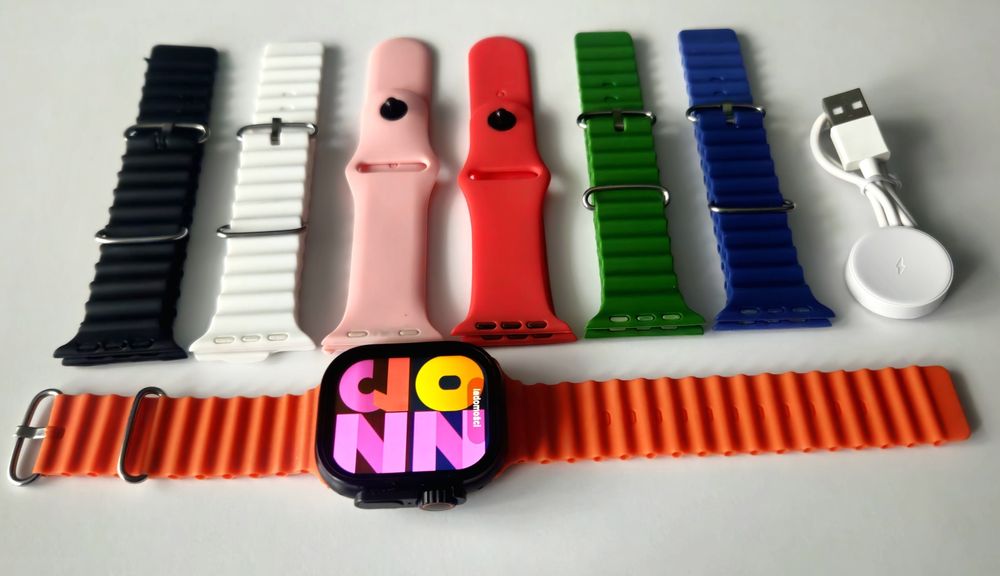 Zegarek damski lub męski unisex czarny smartwatch 7 pasków Hit sport