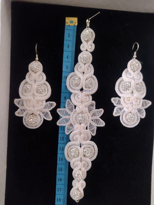 Biżuteria ślubna sutasz zestaw hand made