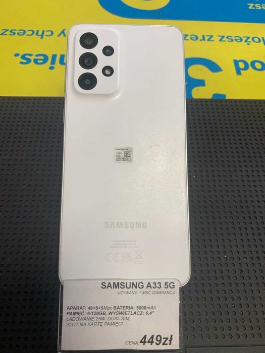 SAMSUNG A33 5G/128GB - Jak nowy! / Gwarancja!