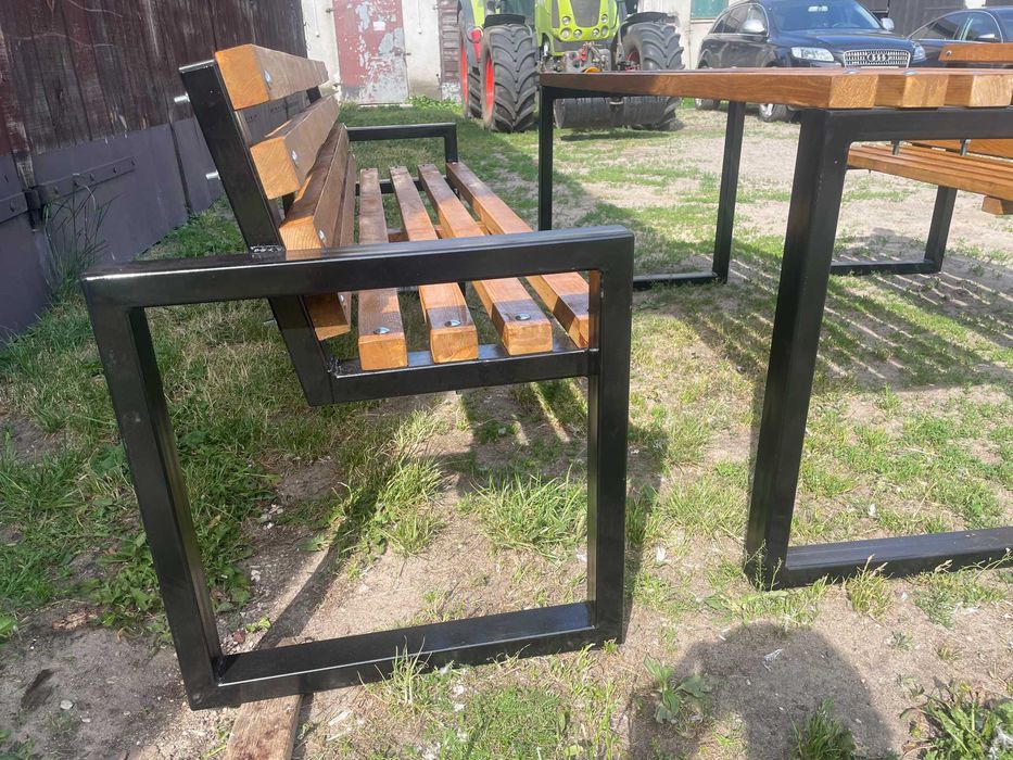 Meble ogrodowe Loft komplet 2 ławki + stolik / Nowoczesne meble