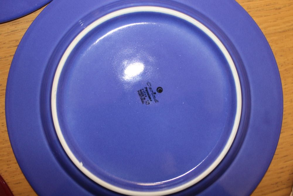 Talerz 21cm niebieski bordowy