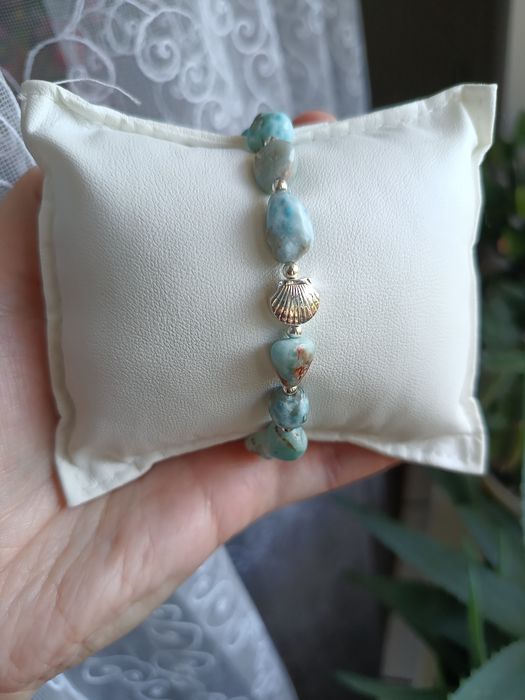 Bransoletka z bryłek, kamień Larimar