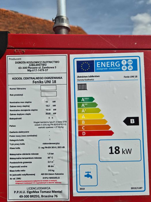 KOCIOŁ Węgiel 18 kW. Klasa 5 Piece KOTŁY Drewno Chrust Zasypowy