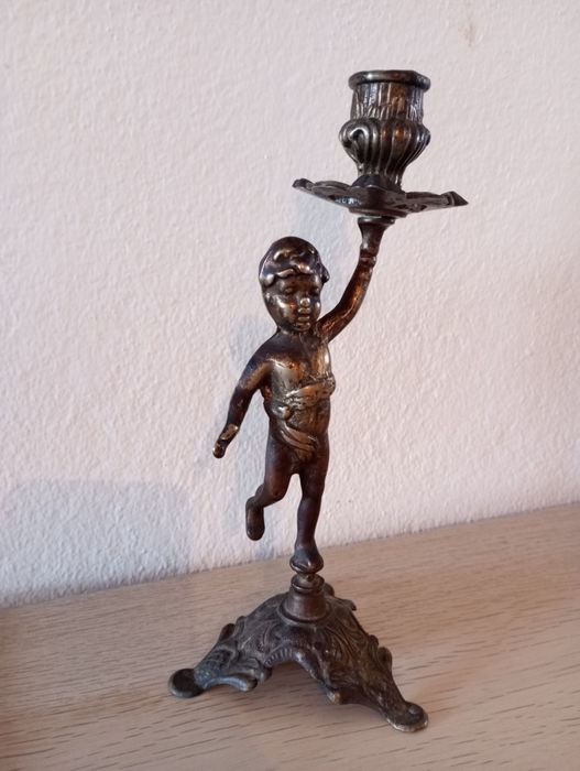 Castiçal Porta Velas em Bronze Vintage