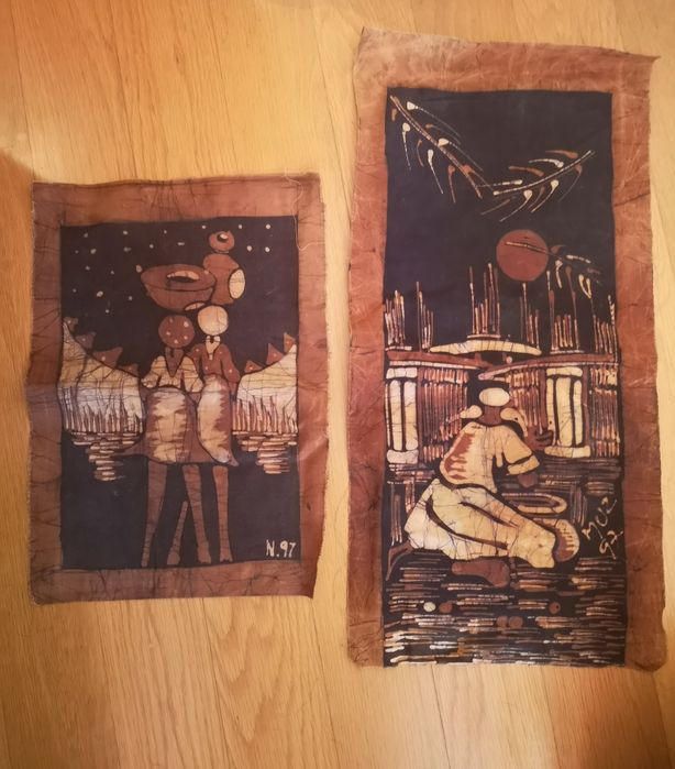 Telas africanas pintadas à mão de Moçambique,