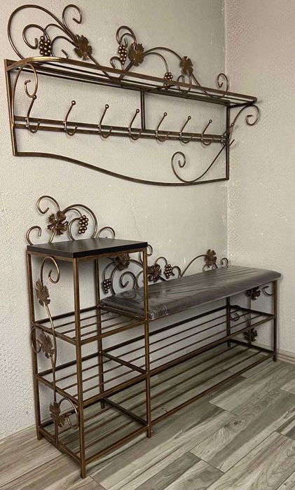 Полка для взуття вішак для одягу ковані меблі банкетка