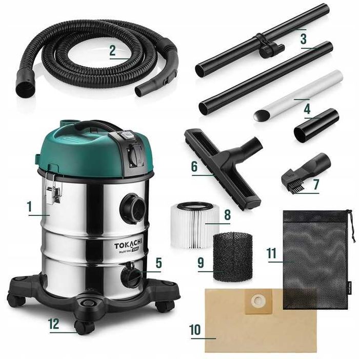 ODKURZACZ przemysłowy mocny 3300W na mokro sucho popiół gips otrząsacz