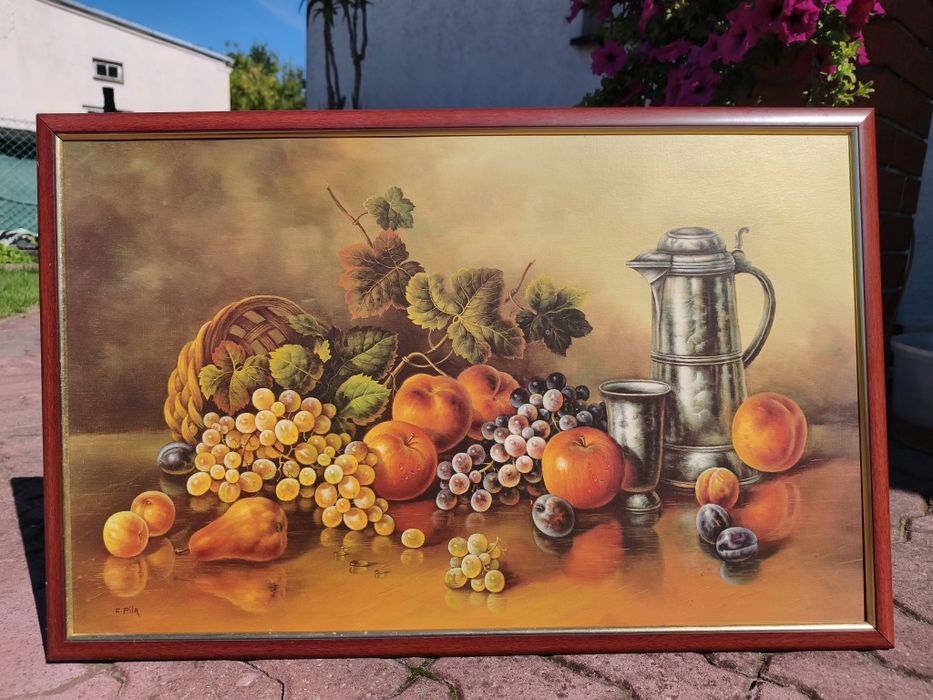 Obraz kuchenny owoce 84x54 cm drewniana rama Pruszków